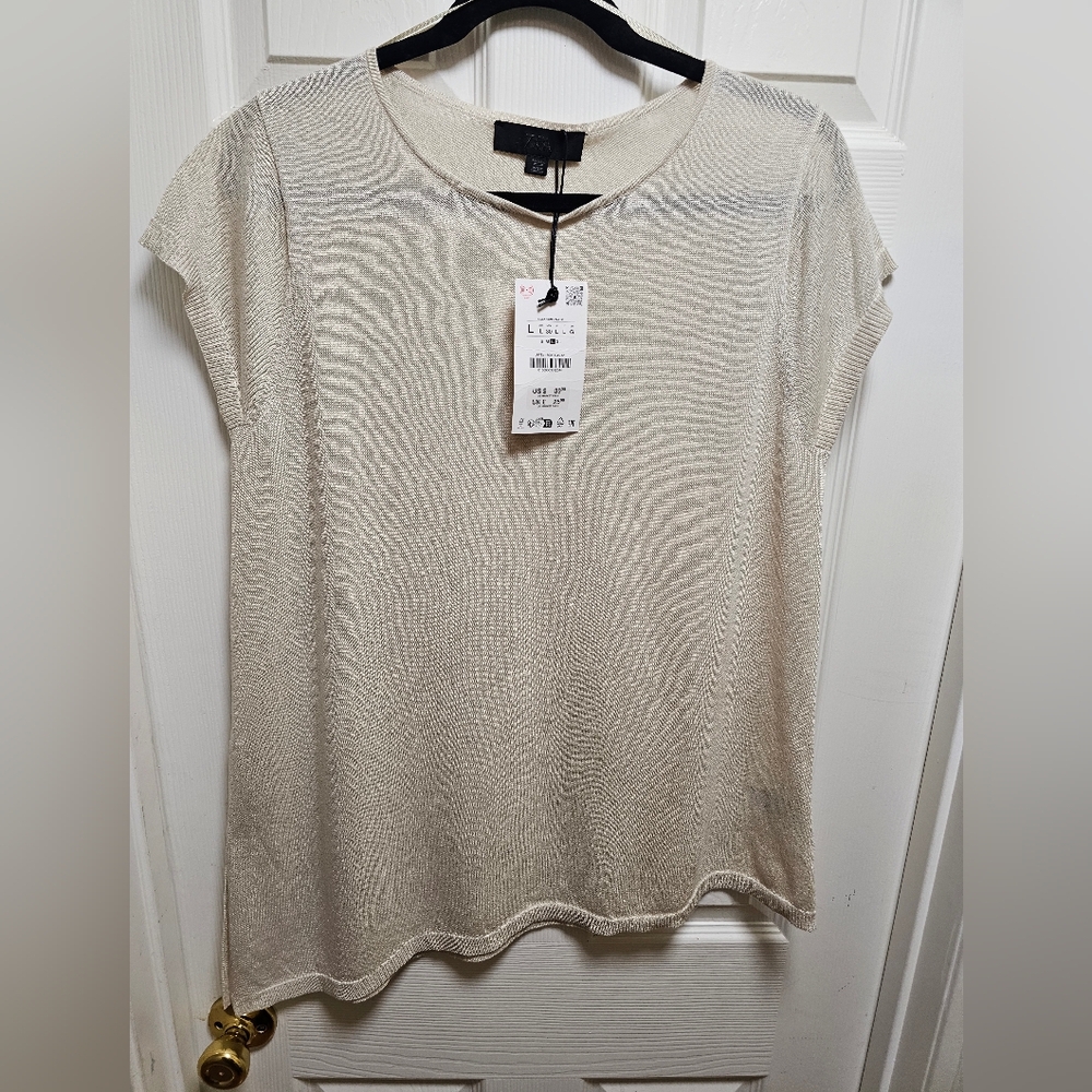 Women's ZARA Asymmetrical Knit  with Shimmering‎ Metallic Threads NWT Size L